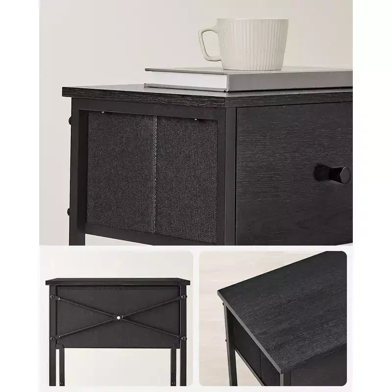 Table de chevet avec tiroir en tissu de 61 cm de hauteur et étagère de rangement pour chambre à coucher