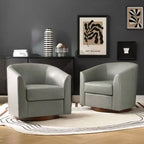 Lot de 2 chaises Molly pivotantes à 360 degrés en cuir véritable avec base en bois massif|ART OF LIVING DESIGNS