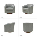 Lot de 2 chaises Molly pivotantes à 360 degrés en cuir véritable avec base en bois massif|ART OF LIVING DESIGNS