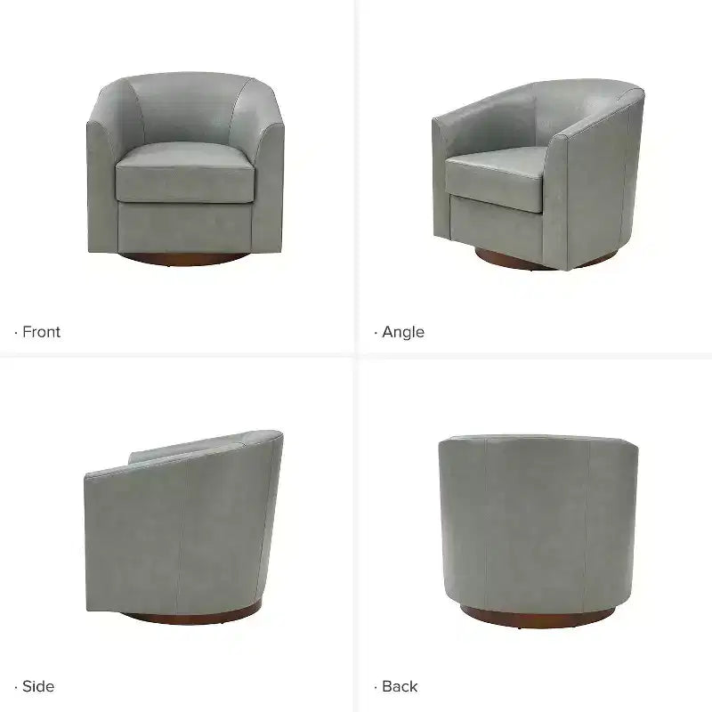 Lot de 2 chaises Molly pivotantes à 360 degrés en cuir véritable avec base en bois massif|ART OF LIVING DESIGNS