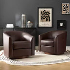 Lot de 2 chaises Molly pivotantes à 360 degrés en cuir véritable avec base en bois massif|ART OF LIVING DESIGNS