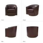 Lot de 2 chaises Molly pivotantes à 360 degrés en cuir véritable avec base en bois massif|ART OF LIVING DESIGNS