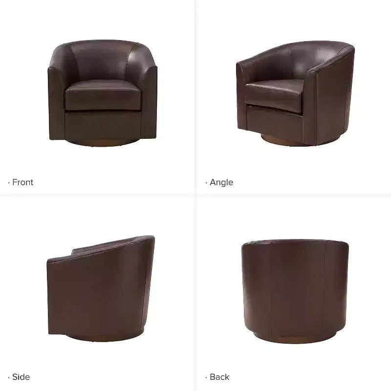 Lot de 2 chaises Molly pivotantes à 360 degrés en cuir véritable avec base en bois massif|ART OF LIVING DESIGNS