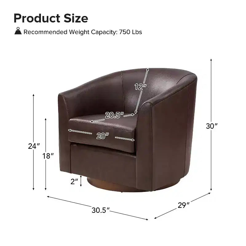 Lot de 2 chaises Molly pivotantes à 360 degrés en cuir véritable avec base en bois massif|ART OF LIVING DESIGNS