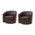 Lot de 2 chaises Molly pivotantes à 360 degrés en cuir véritable avec base en bois massif|ART OF LIVING DESIGNS