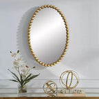 Miroir mural ovale Uttermost Serna Or ancien 20 x 30 à perles
