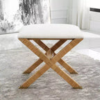 Banc en tissu texturé blanc St. Tropez 19 po Uttermost