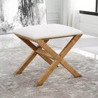 Banc en tissu texturé blanc St. Tropez 19 po Uttermost
