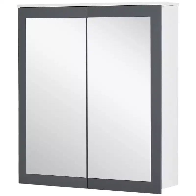 Armoire à pharmacie kleankin, miroir de salle de bain avec armoire de rangement et 2 étagères réglables, miroir de courtoisie mural pour salle de bain, blanc