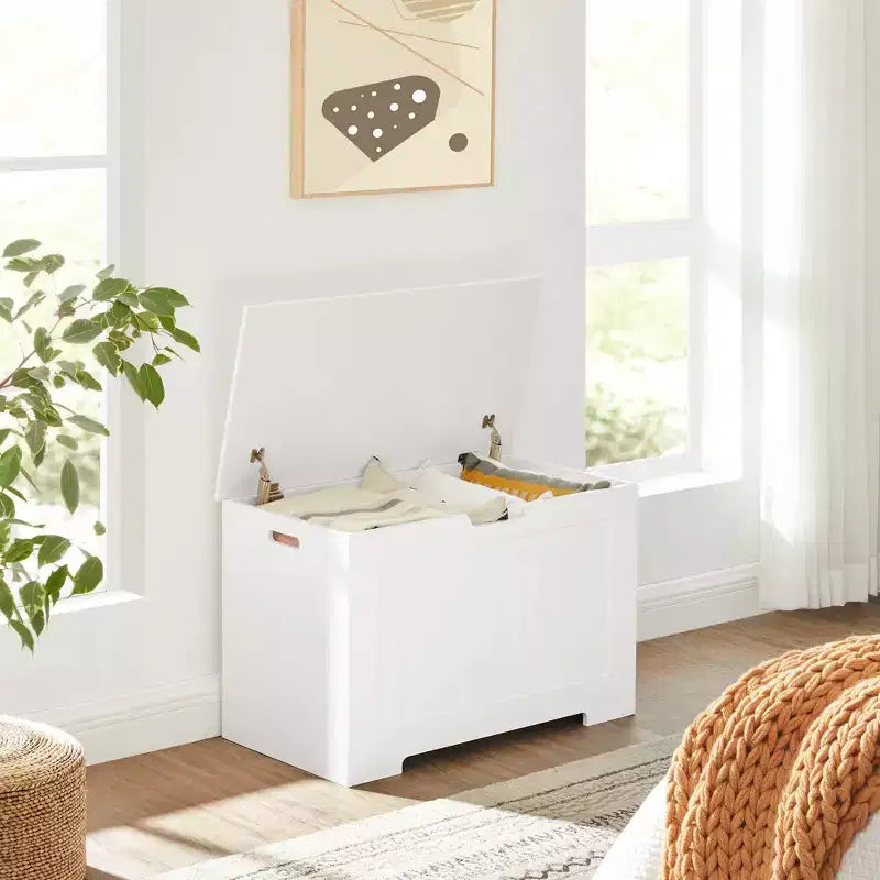 Banc de rangement style ferme de 75,9 cm de large avec 2 charnières de sécurité, banc à chaussures d'entrée pour l'organisation de la maison