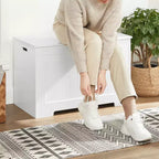 Banc de rangement style ferme de 75,9 cm de large avec 2 charnières de sécurité, banc à chaussures d'entrée pour l'organisation de la maison