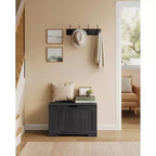 Banc de rangement style ferme de 75,9 cm de large avec 2 charnières de sécurité, banc à chaussures d'entrée pour l'organisation de la maison