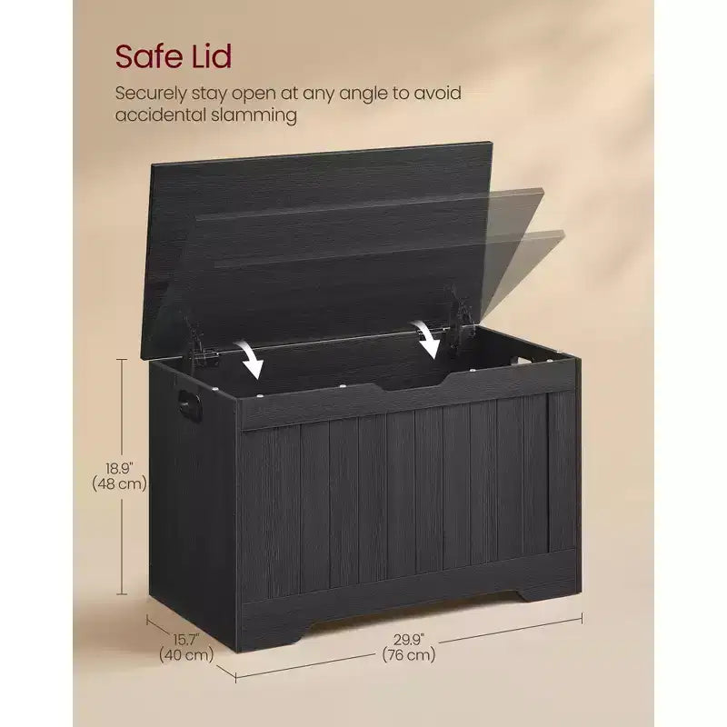 Banc de rangement style ferme de 75,9 cm de large avec 2 charnières de sécurité, banc à chaussures d'entrée pour l'organisation de la maison