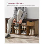 Banc de rangement style ferme de 75,9 cm de large avec 2 charnières de sécurité, banc à chaussures d'entrée pour l'organisation de la maison