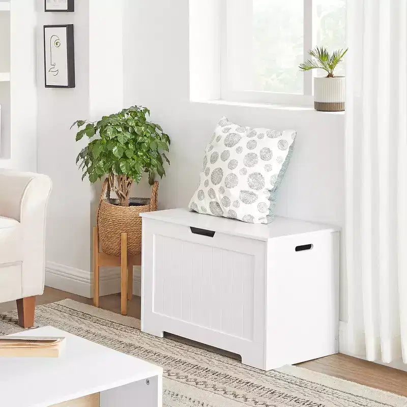 Banc de rangement style ferme de 75,9 cm de large avec 2 charnières de sécurité, banc à chaussures d'entrée pour l'organisation de la maison