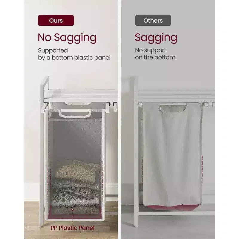 VASAGLE Panier à Linge avec 2 Sacs Amovibles et Étagère de Rangement