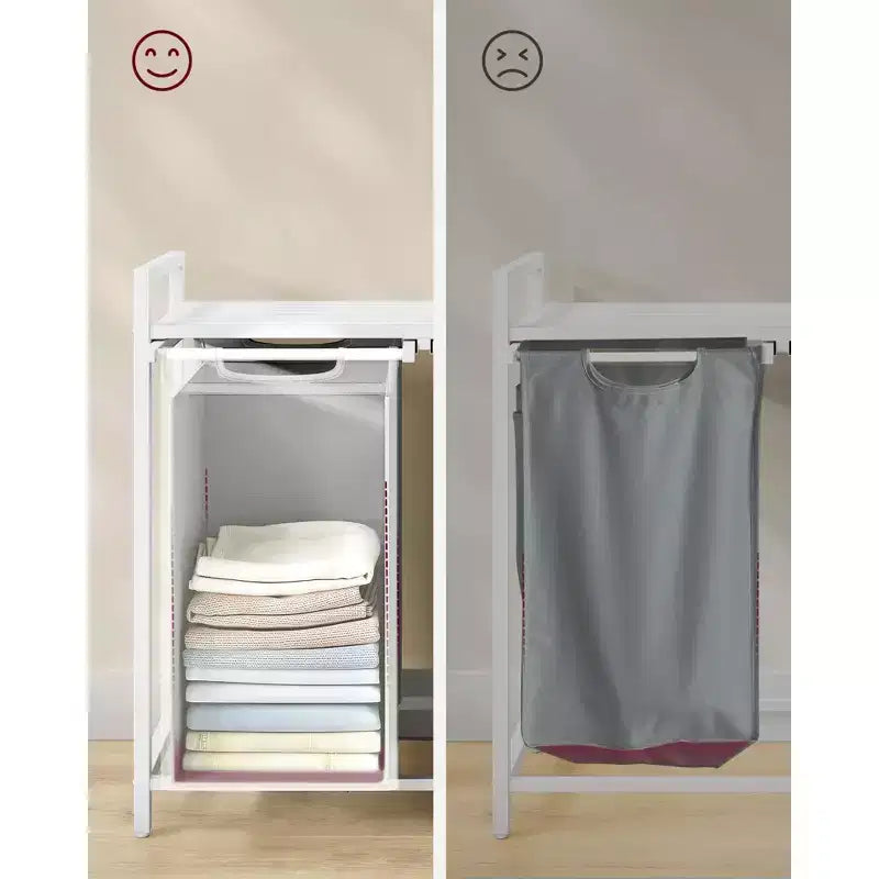 VASAGLE Panier à Linge avec 2 Sacs Amovibles et Étagère de Rangement