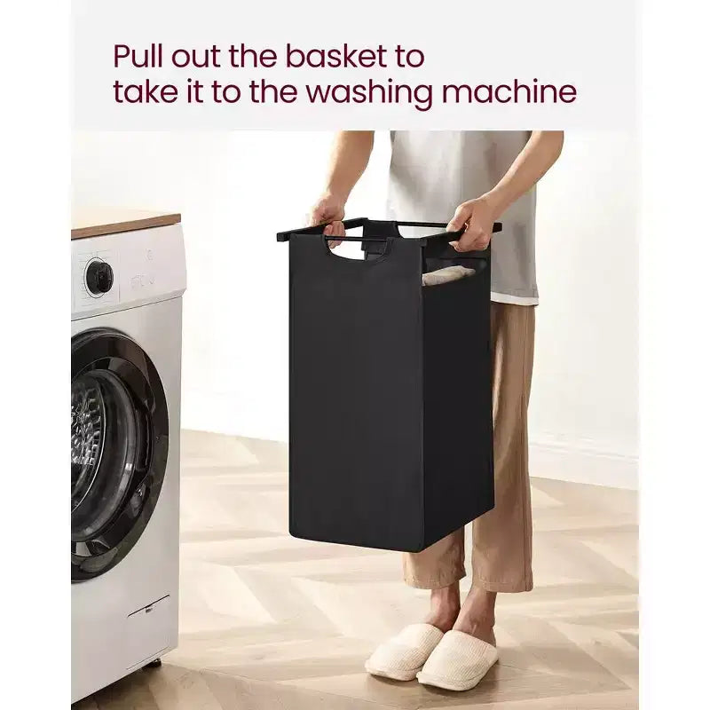 VASAGLE Panier à Linge avec 2 Sacs Amovibles et Étagère de Rangement