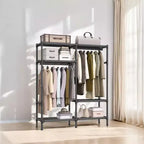 SONGMICS Portant à Vêtements Robuste 165 cm Armoire Portable Autonome avec Barres de Suspension et Étagères Charge Totale 110 kg Noir