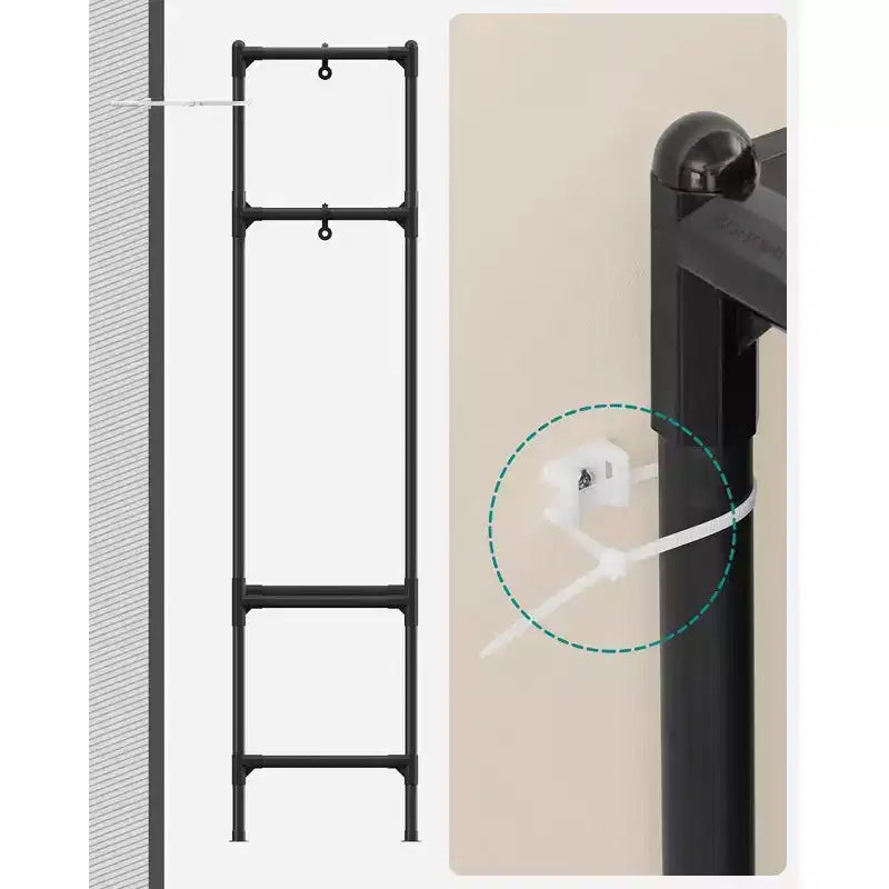 SONGMICS Portant à Vêtements Robuste 165 cm Armoire Portable Autonome avec Barres de Suspension et Étagères Charge Totale 110 kg Noir