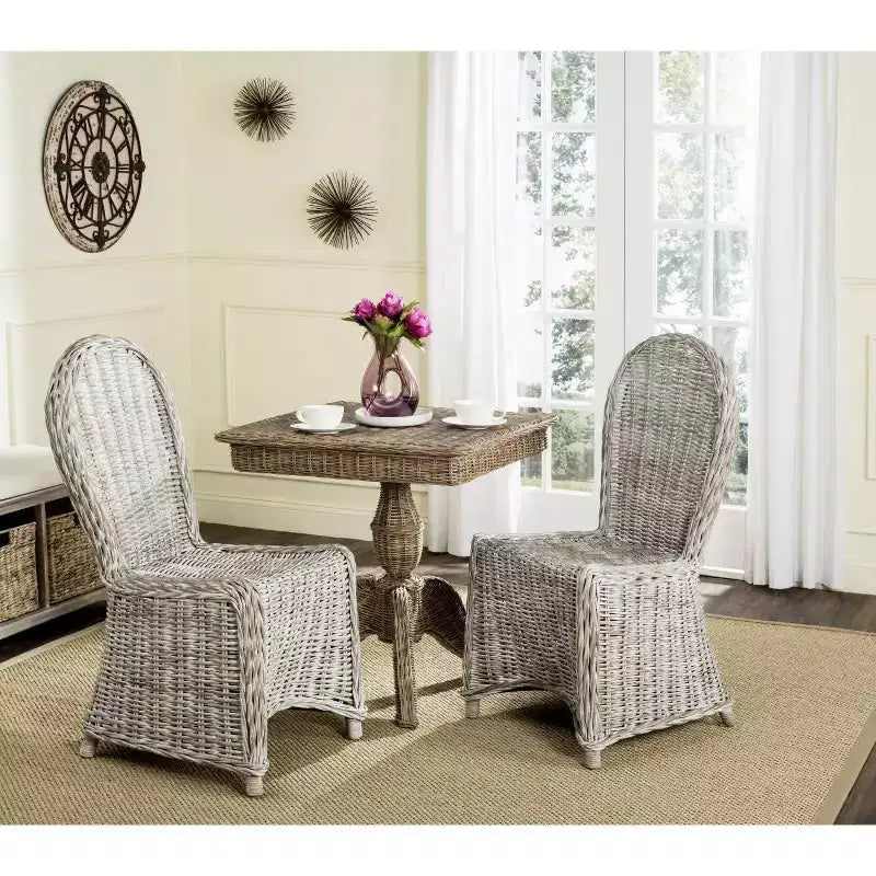 Chaise de salle à manger en osier Idola 19 H (Lot de 2) - SEA7004 - Blanc délavé - Safavieh