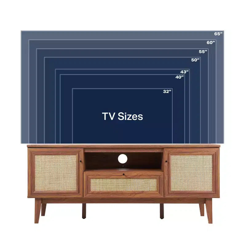 JONATHAN Y TVS1002A Meuble TV Finley de style Ferme de 149,86 cm avec tiroir et portes de rangement, convient aux téléviseurs jusqu'à 165,1 cm, avec gestion des câbles