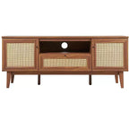 JONATHAN Y TVS1002A Meuble TV Finley de style Ferme de 149,86 cm avec tiroir et portes de rangement, convient aux téléviseurs jusqu'à 165,1 cm, avec gestion des câbles