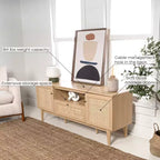JONATHAN Y TVS1002A Meuble TV Finley de style Ferme de 149,86 cm avec tiroir et portes de rangement, convient aux téléviseurs jusqu'à 165,1 cm, avec gestion des câbles