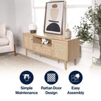 JONATHAN Y TVS1002A Meuble TV Finley de style Ferme de 149,86 cm avec tiroir et portes de rangement, convient aux téléviseurs jusqu'à 165,1 cm, avec gestion des câbles