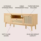 JONATHAN Y TVS1002A Meuble TV Finley de style Ferme de 149,86 cm avec tiroir et portes de rangement, convient aux téléviseurs jusqu'à 165,1 cm, avec gestion des câbles