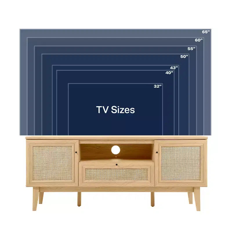 JONATHAN Y TVS1002A Meuble TV Finley de style Ferme de 149,86 cm avec tiroir et portes de rangement, convient aux téléviseurs jusqu'à 165,1 cm, avec gestion des câbles