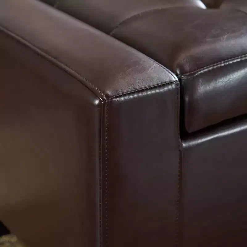 Banc ottoman de rangement en cuir Guernsey - Christopher Knight Home