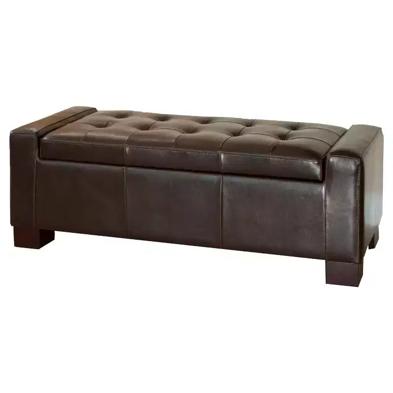 Banc ottoman de rangement en cuir Guernsey - Christopher Knight Home
