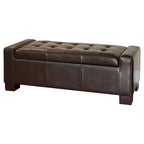 Banc ottoman de rangement en cuir Guernsey - Christopher Knight Home