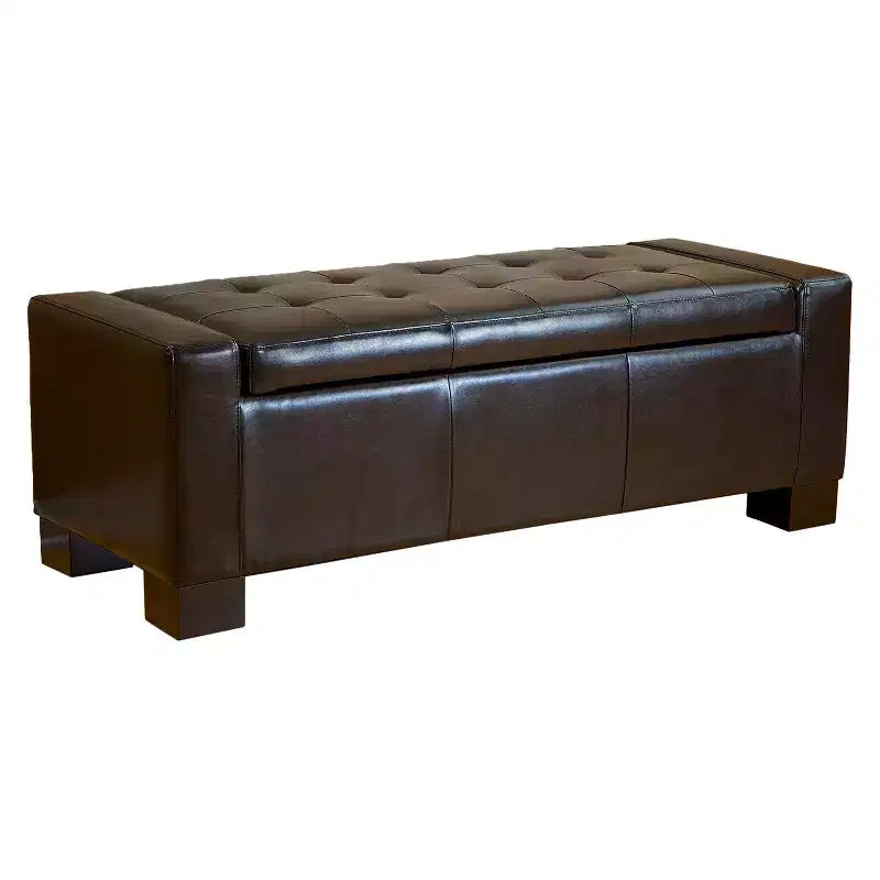 Guernsey Leather Storage Ottoman Bench - Christopher Knight Home