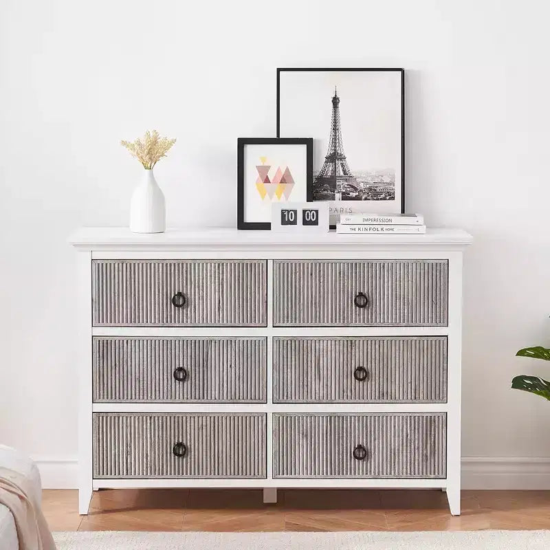 Commode Whizmax pour chambre avec 5 tiroirs, commode large, longue commode en bois pour chambre, salon, couloir, chambre d'enfant