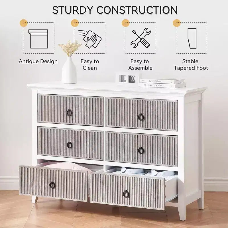 Commode Whizmax pour chambre avec 5 tiroirs, commode large, longue commode en bois pour chambre, salon, couloir, chambre d'enfant