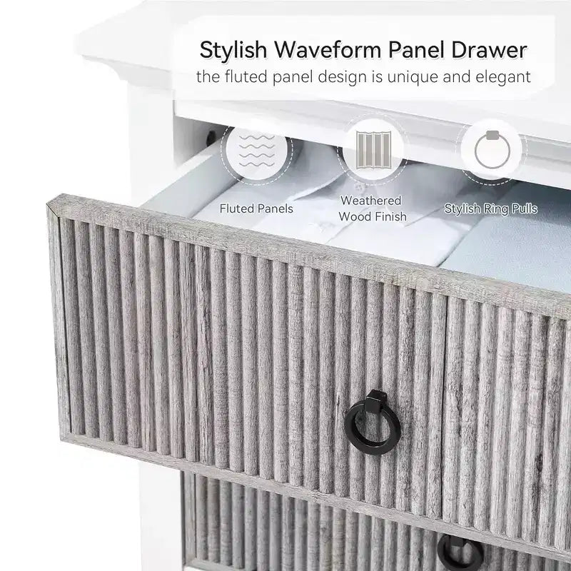 Commode Whizmax pour chambre avec 5 tiroirs, commode large, longue commode en bois pour chambre, salon, couloir, chambre d'enfant