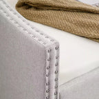 Lit de repos double/grand avec lit gigogne, canapé-lit capitonné avec boutons et accoudoirs ondulés - ModernLuxe