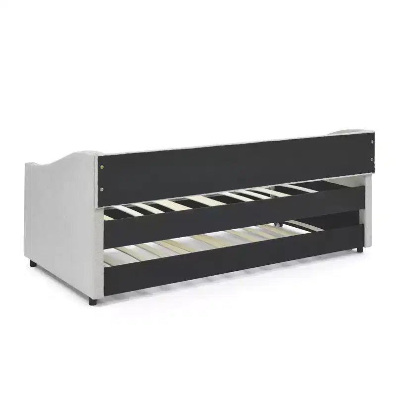 Lit de repos double/grand avec lit gigogne, canapé-lit capitonné avec boutons et accoudoirs ondulés - ModernLuxe