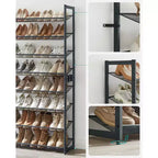 Étagère à chaussures métallique à 8 niveaux, étagères réglables pouvant accueillir 32 à 40 paires, ensemble de 2 organiseurs de chaussures empilables.