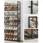 Étagère à chaussures métallique à 8 niveaux, étagères réglables pouvant accueillir 32 à 40 paires, ensemble de 2 organiseurs de chaussures empilables.