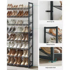 Étagère à chaussures métallique à 8 niveaux, étagères réglables pouvant accueillir 32 à 40 paires, ensemble de 2 organiseurs de chaussures empilables.