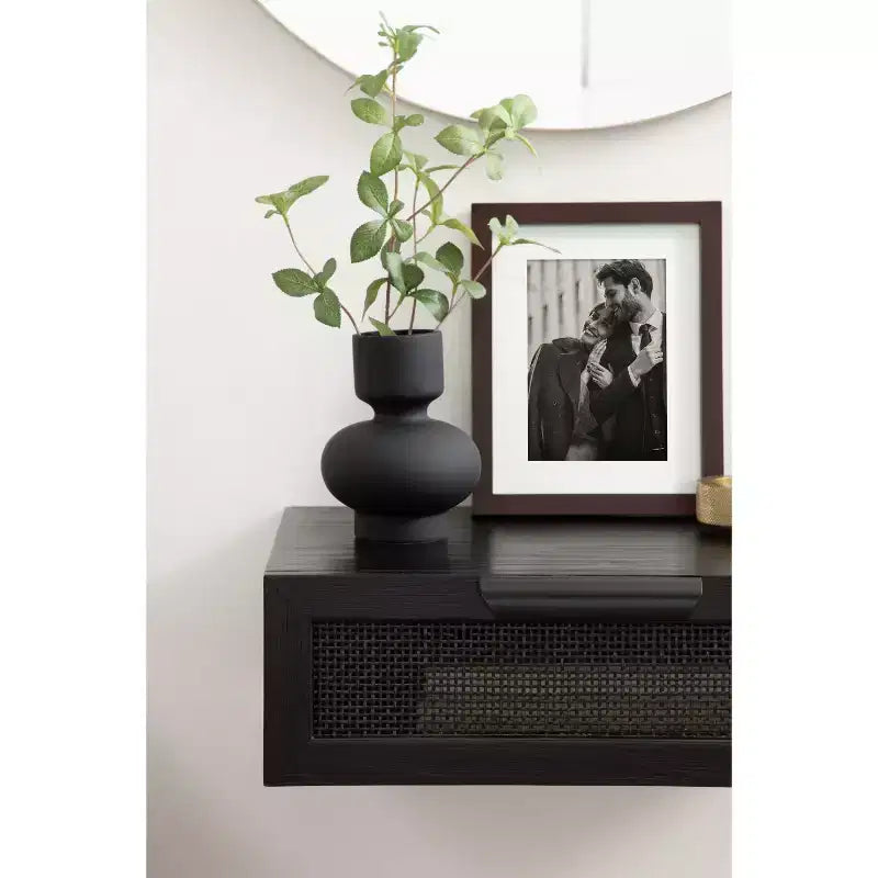 Table d'appoint flottante en rotin Kate and Laurel Ori, 18x13x6, Noir