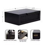 Table d'appoint flottante en rotin Kate and Laurel Ori, 18x13x6, Noir