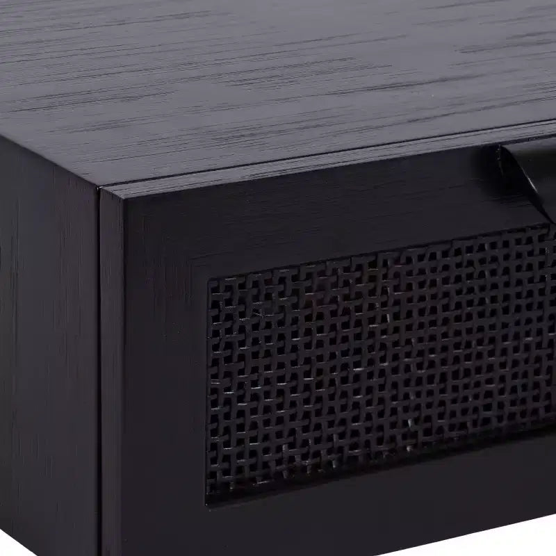 Table d'appoint flottante en rotin Kate and Laurel Ori, 18x13x6, Noir