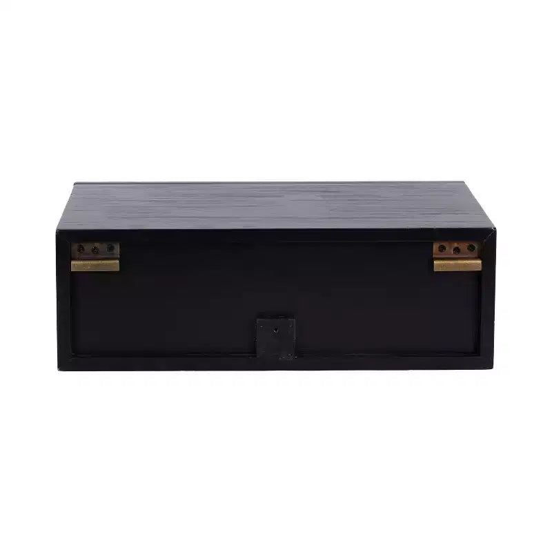 Table d'appoint flottante en rotin Kate and Laurel Ori, 18x13x6, Noir