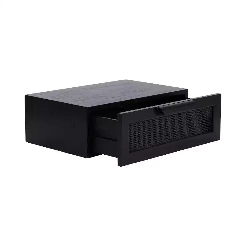 Table d'appoint flottante en rotin Kate and Laurel Ori, 18x13x6, Noir