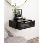 Table d'appoint flottante en rotin Kate and Laurel Ori, 18x13x6, Noir