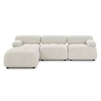 Canapé modulable 93 places en velours/tissu Teddy avec capitonnage touffeté, canapé d'angle en forme de L avec pouf réversible - ModernLuxe